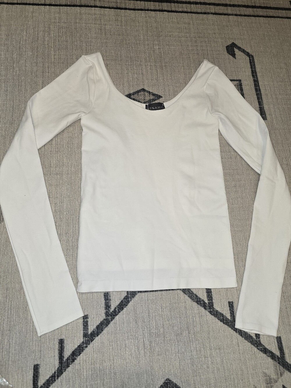 Dynamic White Scoop Neck Long Sleeve Top - OS Boutique Double Lined